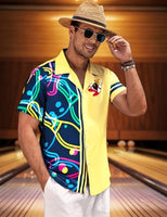 
              Hawaiian Bowling Shirts Men Retro Funny Sport Bowler Shirt Beach Summer Tee Tropical Vacation Button Down Short Sleeve Tops Yellow
            