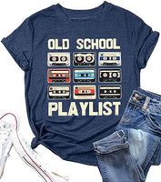 
              MYCHTE Retro 80s Tshirt for Women Cassette Tape Music Old School Playlist Shirt(XXL, Blue)
            