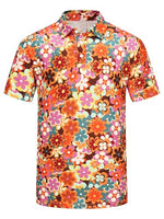 
              70s Outfits for Men Short Sleeve Mens 70s Disco Hippie Floral Shirt Retro Costume Funny Golf Polo Shirts for Men
            