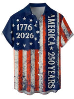 
              Men's 4th of July 250th Anniversary National Flag Print Independence Day Button-Down Pocket Short Sleeve Shirt Big & Tall
            