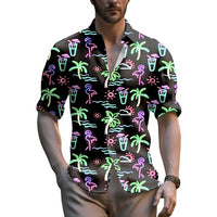 
              Stazary Mens Neon Flamingo Shirt for Men,80s Mens Disco Shirt Neon Men Button Up Shirts,Hawaiian Shirt Beach Shirts for Men
            