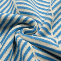 
              OXKNIT Men's Knit Short Sleeve Shirts 1960s Vintage Blue Stripes Knitted Polo Shirt Beige V-Neck Cotton Polo Knitwear
            