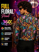 
              Dicxoser Men's 70s Disco Shirt (US, Alpha, Large, Regular, Regular, Orange)
            