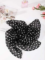 
              Boao 1 Pcs Polka Dot Scarf 1950s Chiffon Scarf Retro Hair Tie Sheer Square Neck Head Vintage Neckerchief for Women (Black with White Dots)
            