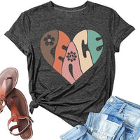 
              Peace Love Shirt Women 70s Hippe Shirts Soul Inspirational Hippy Tops Vintage Graphic Tees Short Sleeve - Sleeveless Grey
            