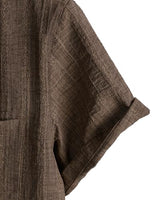 
              LucMatton Men's Vintage Bohemian Short-Sleeve Button-Down Shirt Casual Regular-Fit Striped Textured Summer Beach Tops Brown XX-Large
            