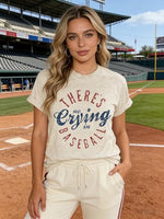 
              Baseball Mom Shirts Women There's No Crying Baseball Lover Workout Graphic Tshirt Funny Mama Casual Short Sleeve Top
            