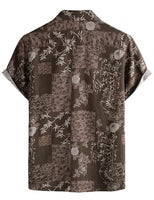 
              PARKLEES Men's 70s Hippie Vintage Hawaiian Shirt Brown Flower XL
            