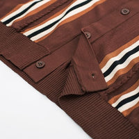 
              PJ PAUL JONES Mens Vintage Button Down Knitted Polo Shirt Dark Coffee L
            