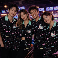 
              Retro Neon Bowling Hawaiian Shirt for Men 80s Style Strike Bowling Ball Shirt Tropical Aloha Button Down Summer Party Shirt
            