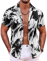 
              COOFANDY Short Sleeve Button Down Shirt for Men Hawaiian Aloha Shirts Casual Beach Shirt Vintage Bowling Shirts Black
            