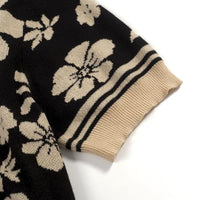 
              OXKNIT Men's Knit Short Sleeve Shirts Button Down Vintage Florals Plants Pattern Knitted Polo Shirt Black Apricot Polo
            