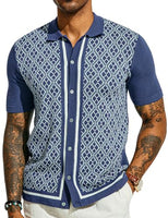 
              Men's Polo Shirts 70s Vintage Shirts Contrast Knitted Polo Shirts Mens Knitted Polo Shirt Navy
            