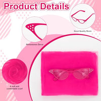 
              Sdfvsdg 50s Set 50's Costume Accessories Chiffon Scarf Cat Eye Glasses Bandana Tie Headband Earrings for Cosplay Party
            