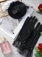 
              Geyoga 50s Fascinators Hat for Women 20s Feather Pillbox Hair Clip Funeral Tea Party first communion Headpiece and Lace Glove(Black)
            