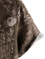 
              PARKLEES Men's 70s Hippie Vintage Hawaiian Shirt Brown Flower XL
            