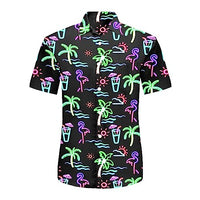
              Stazary Mens Neon Flamingo Shirt for Men,80s Mens Disco Shirt Neon Men Button Up Shirts,Hawaiian Shirt Beach Shirts for Men
            