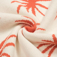 
              OXKNIT Men's Knit Polo Shirts, Retro Tiger Coconut Trees Pattern Short Sleeves Casual V-Neck Short Shirts, White
            