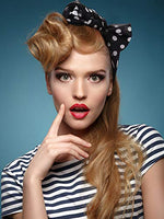 
              Boao 1 Pcs Polka Dot Scarf 1950s Chiffon Scarf Retro Hair Tie Sheer Square Neck Head Vintage Neckerchief for Women (Black with White Dots)
            