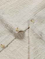 
              LucMatton Men's Vintage Bohemian Short-Sleeve Button-Down Shirt Casual Regular-Fit Striped Textured Summer Beach Tops Beige Large
            