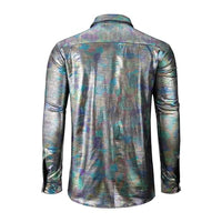
              Pixiemain Mens 70s 60s Disco Shirt Metallic Party Costume Long Sleeve Button Down Shirts-A L
            