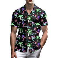 
              Stazary Mens Neon Flamingo Shirt for Men,80s Mens Disco Shirt Neon Men Button Up Shirts,Hawaiian Shirt Beach Shirts for Men
            