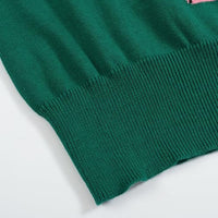 
              OXKNIT Women's Green Knitted T-Shirt, Retro Animal Pattern Crewneck Cotton Short Sleeve- Cropped Length
            