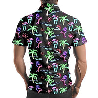 
              Stazary Mens Neon Flamingo Shirt for Men,80s Mens Disco Shirt Neon Men Button Up Shirts,Hawaiian Shirt Beach Shirts for Men
            