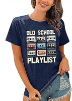 
              MYCHTE Retro 80s Tshirt for Women Cassette Tape Music Old School Playlist Shirt(XXL, Blue)
            
