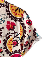 
              PARKLEES Men's Linen 70s Hippie Style Floral Print Shirt Short Sleeve Button Down Hawaiian Shirts Beige White Large
            
