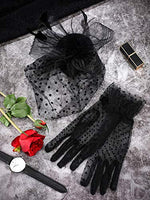 
              SATINIOR 50s Black Fascinators Hats for Women, Funeral Veil Polka Dot Hat Pillbox Cocktail Tea Party Headpiece and Lace Glove
            