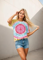 
              YHHR Women 70s Hippie Costume Tie Dye T-Shirt Peace Love Graphic Tee Tops
            