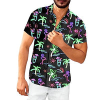 
              Stazary Mens Neon Flamingo Shirt for Men,80s Mens Disco Shirt Neon Men Button Up Shirts,Hawaiian Shirt Beach Shirts for Men
            