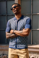 
              Men's Polo Shirts 70s Vintage Shirts Contrast Knitted Polo Shirts Mens Knitted Polo Shirt Navy
            