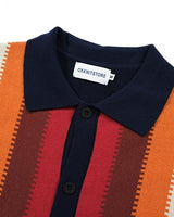 
              OXKNIT Men’s Knitted Vintage Polo, Gradient Stripe Short Sleeve Retro Polo Shirt for Men 60s&70s
            