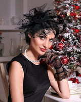 
              Bnsikun 50s Fascinators Hat Set for Women Tea Party Headwear Lace Bowknot Gloves Pearl Jewelry Set Wedding Cocktail (Black)
            