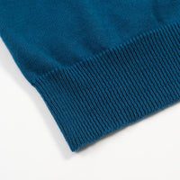 
              OXKNIT Men's Knit Short Sleeve Shirts Vintage Rocket Planet Embroidered Knitted Polo Shirt Blue V-Neck Cotton Mens Polo
            