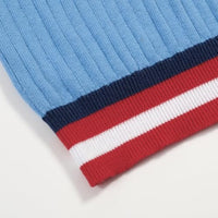 
              OXKNIT Men's Knit Short Sleeve Shirts 1960s Retro Stripes Knitted Polo Shirt Blue Cotton Polo Shirt with Quarter Button
            