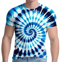 
              RPWZRCB Men's Retro Tie Dye T-Shirt Vintage 70s 80s Hippie Tee Blue
            