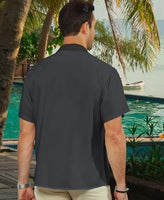 
              KYKU Retro Bowling Shirt Short Sleeve Mens Button Up 50s Shirts for Men Summer Clothes with Pocket, Dark Gray, 3XL
            