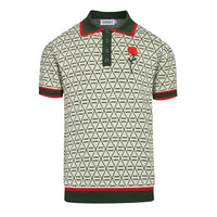 
              OXKNIT Knit Polo Shirt for Men, Retro Rose and Texture Green Shirt Quarter Button Down Short Sleeve Men's Clothing
            
