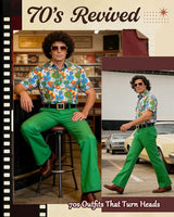 
              minkasic Mens 70's Disco Outfit Retro 70s Mens Hippie Costume for Adults 70's Theme Clothes for Parties Green XL
            
