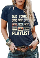 
              MYCHTE Retro 80s Tshirt for Women Cassette Tape Music Old School Playlist Shirt(XXL, Blue)
            