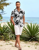 
              COOFANDY Short Sleeve Button Down Shirt for Men Hawaiian Aloha Shirts Casual Beach Shirt Vintage Bowling Shirts Black
            
