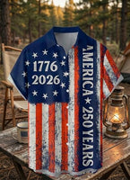 
              Men's 4th of July 250th Anniversary National Flag Print Independence Day Button-Down Pocket Short Sleeve Shirt Big & Tall
            