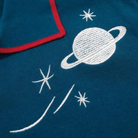 
              OXKNIT Men's Knit Short Sleeve Shirts Vintage Rocket Planet Embroidered Knitted Polo Shirt Blue V-Neck Cotton Mens Polo
            