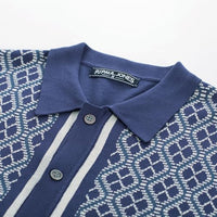 
              Men's Polo Shirts 70s Vintage Shirts Contrast Knitted Polo Shirts Mens Knitted Polo Shirt Navy
            