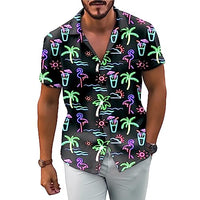 
              Stazary Mens Neon Flamingo Shirt for Men,80s Mens Disco Shirt Neon Men Button Up Shirts,Hawaiian Shirt Beach Shirts for Men
            