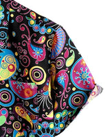 
              PARKLEES Men's Linen 70s Hippie Style Floral Print Shirt Short Sleeve Button Down Hawaiian Shirts Multicolor Large
            