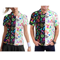 
              70s 80s Couple Golf Shirts,Men's Matching Hawaiian Golf Shirt for Couple,Performance Moisture Wicking Dry Couple Polo Shirt XL
            